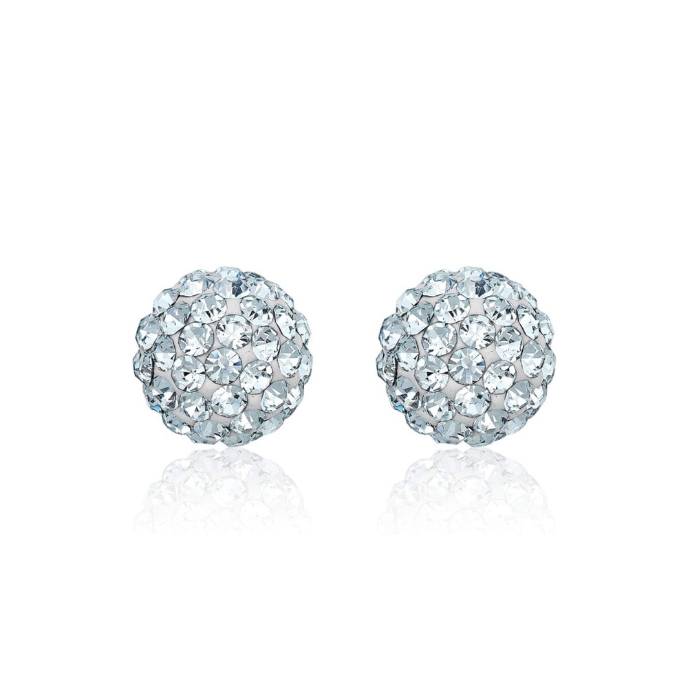 10k Solid Yellow Gold White Swarovski Earrings